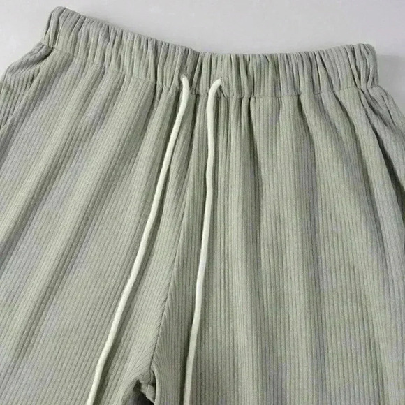 Light Grey Casual Mens Solid Tank Top & Drawstring Waist Pants - Picture 5 of 6